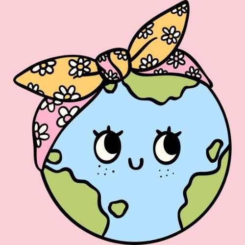 Girly Earth Die Cut Sticker
