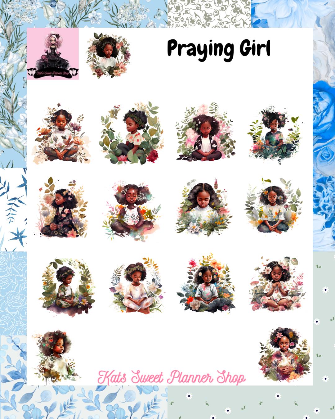 Praying Girl Sticker Sheet
