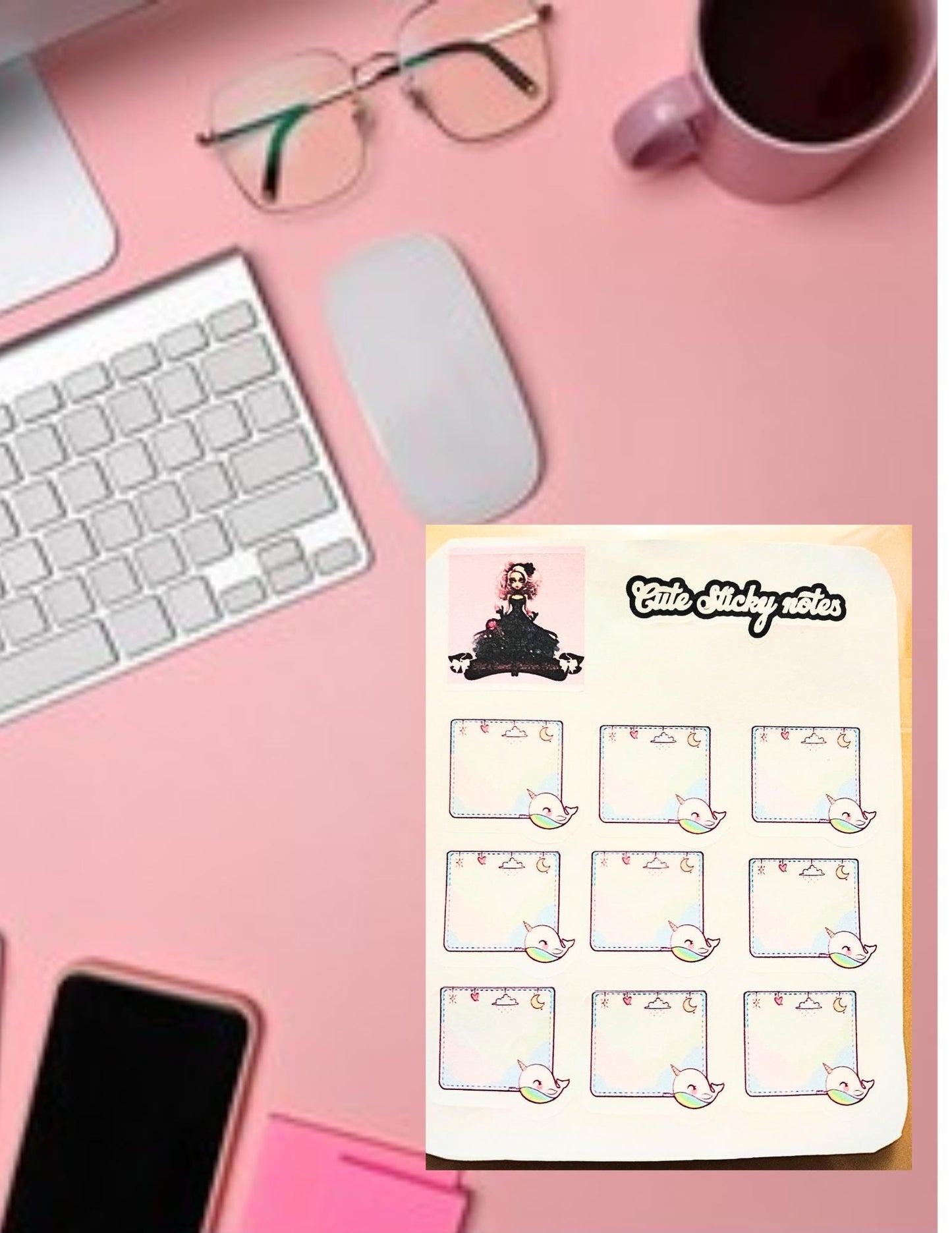 Cute Sticky Notes Sticker Sheet