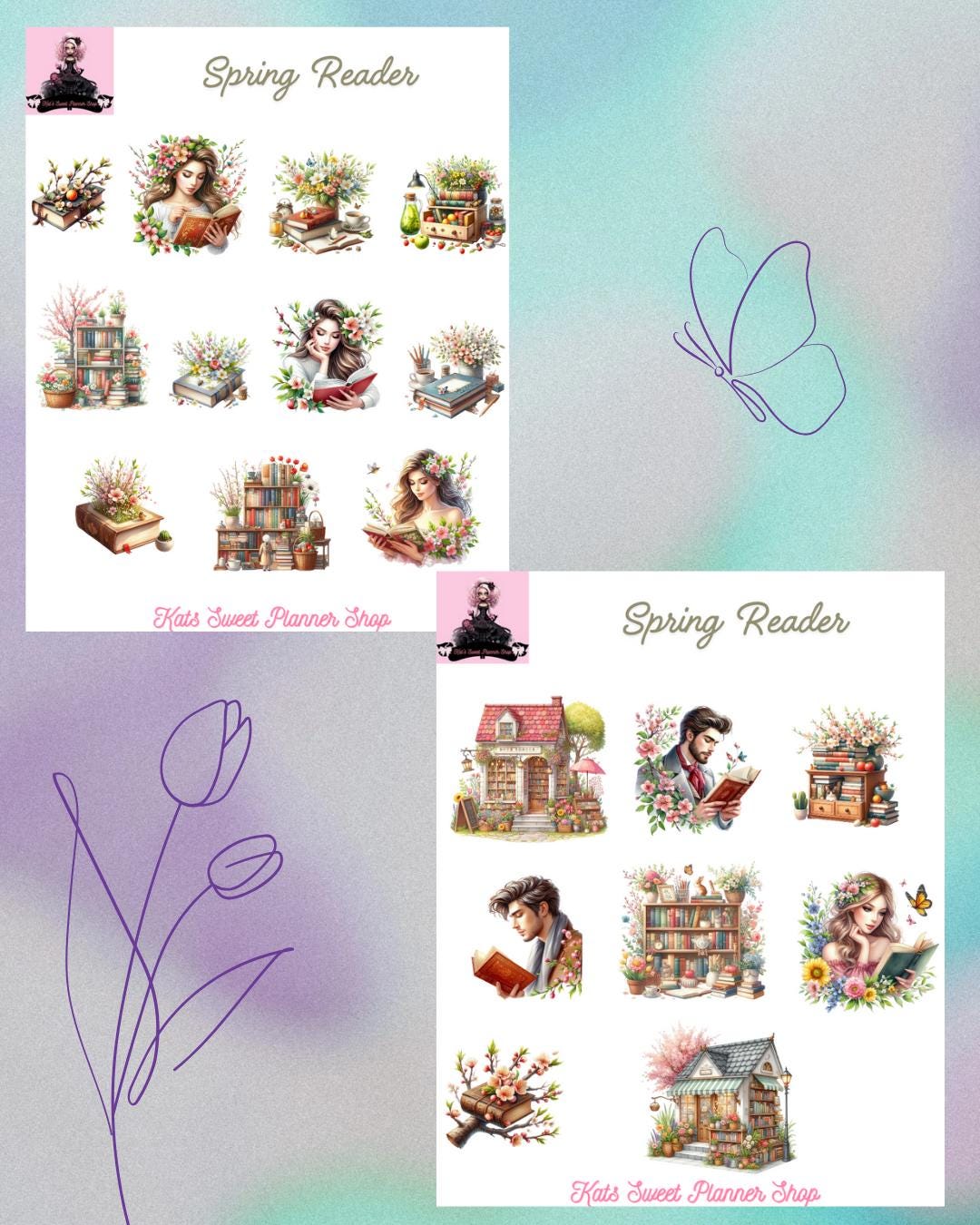 Spring Reader Sticker Kit