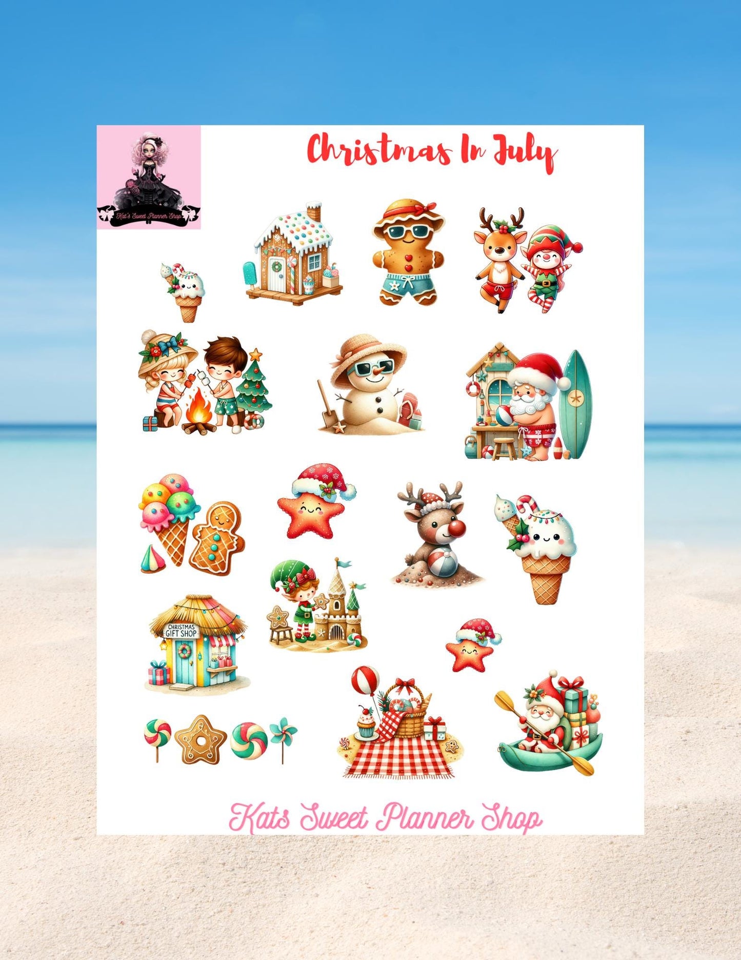 Christmas in July Sticker Sheet