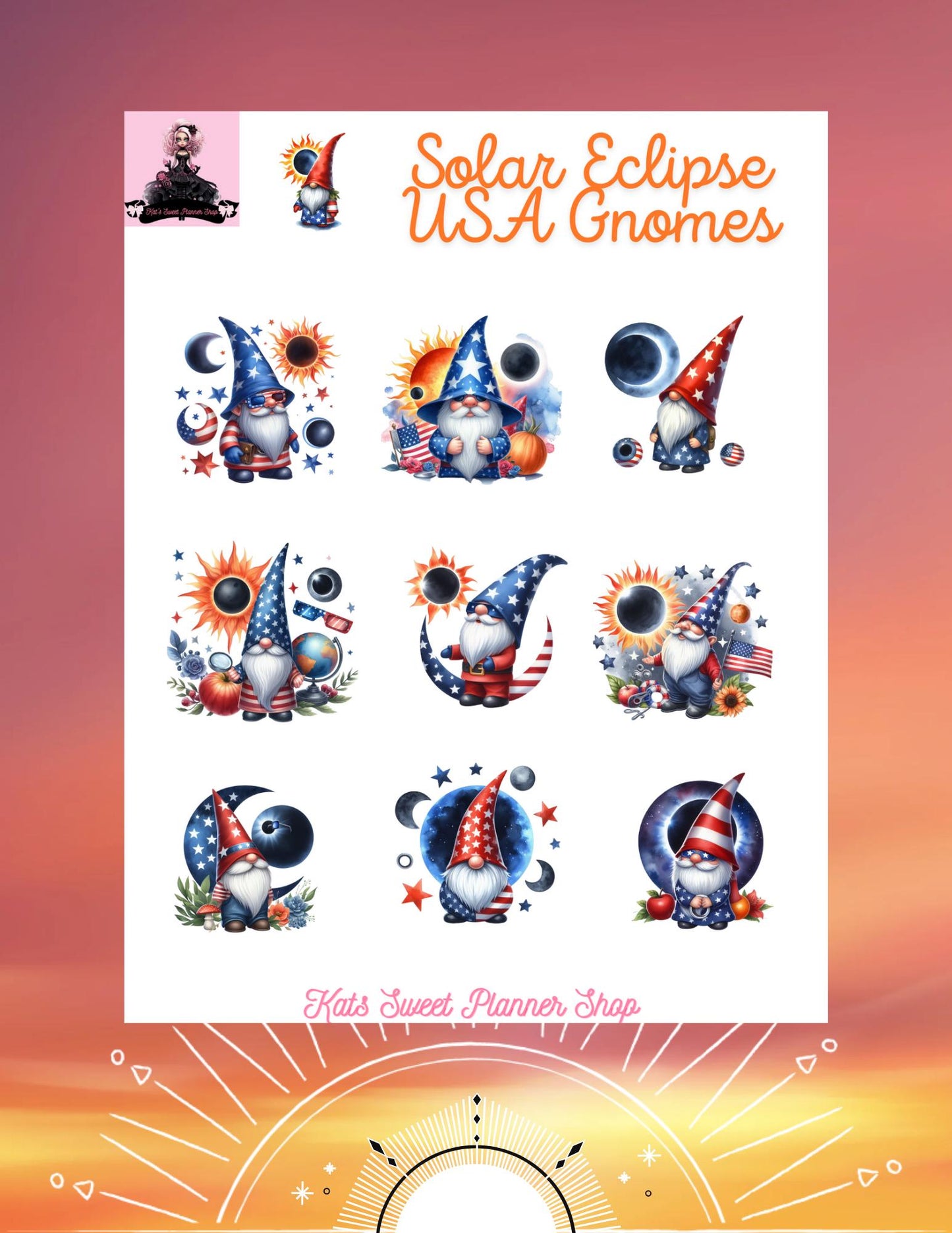 Solar Eclipse USA Gnomes