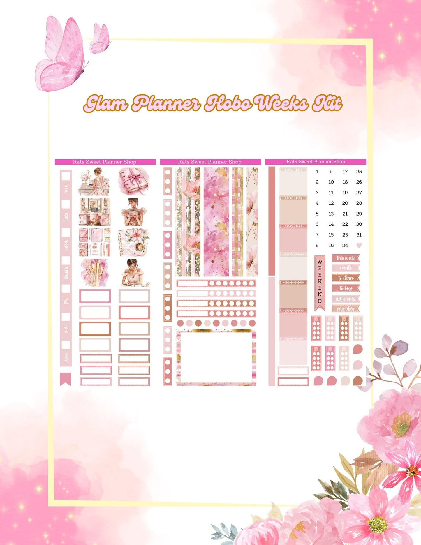 Glam Planner Hobo Weeks Kit