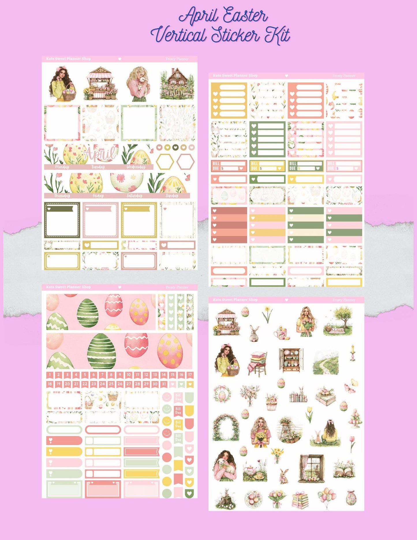 April Easter Vertical Sticker Kit