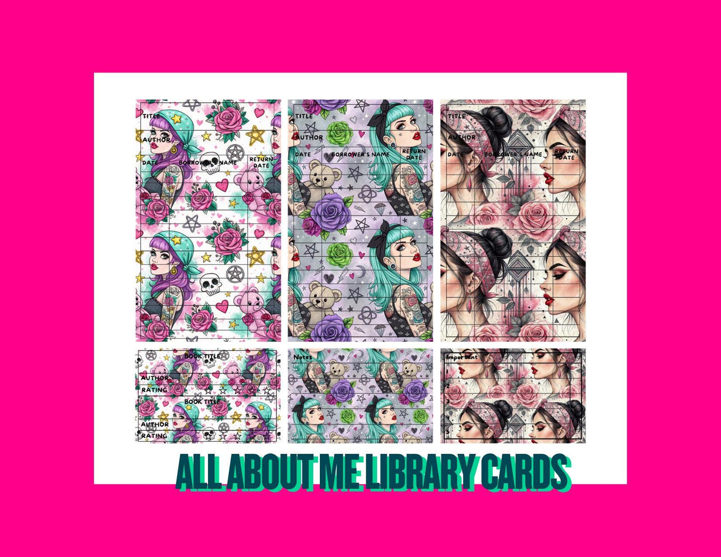 All about me Library Cards