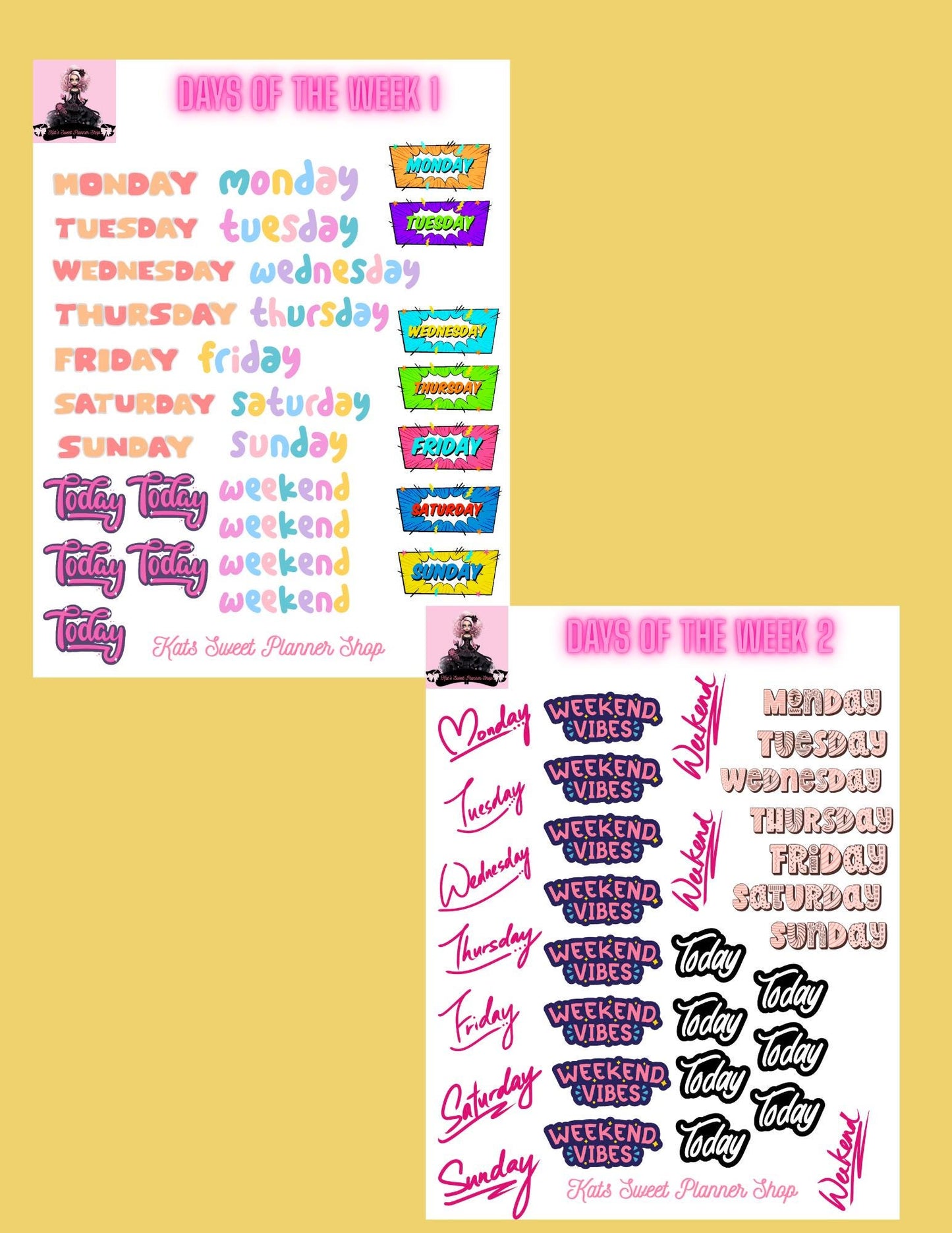 Days of the week set