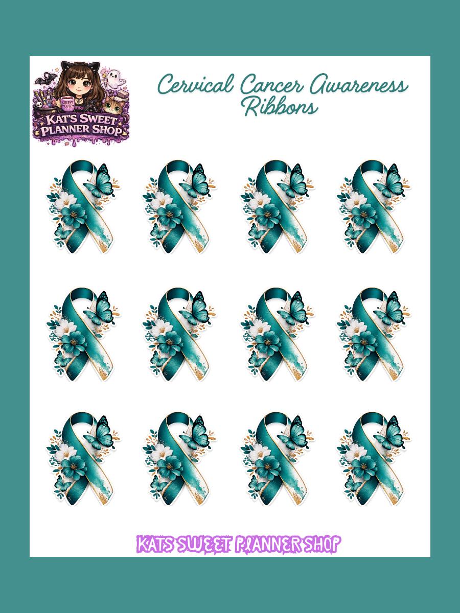 Cervical Cancer Awareness Ribbons