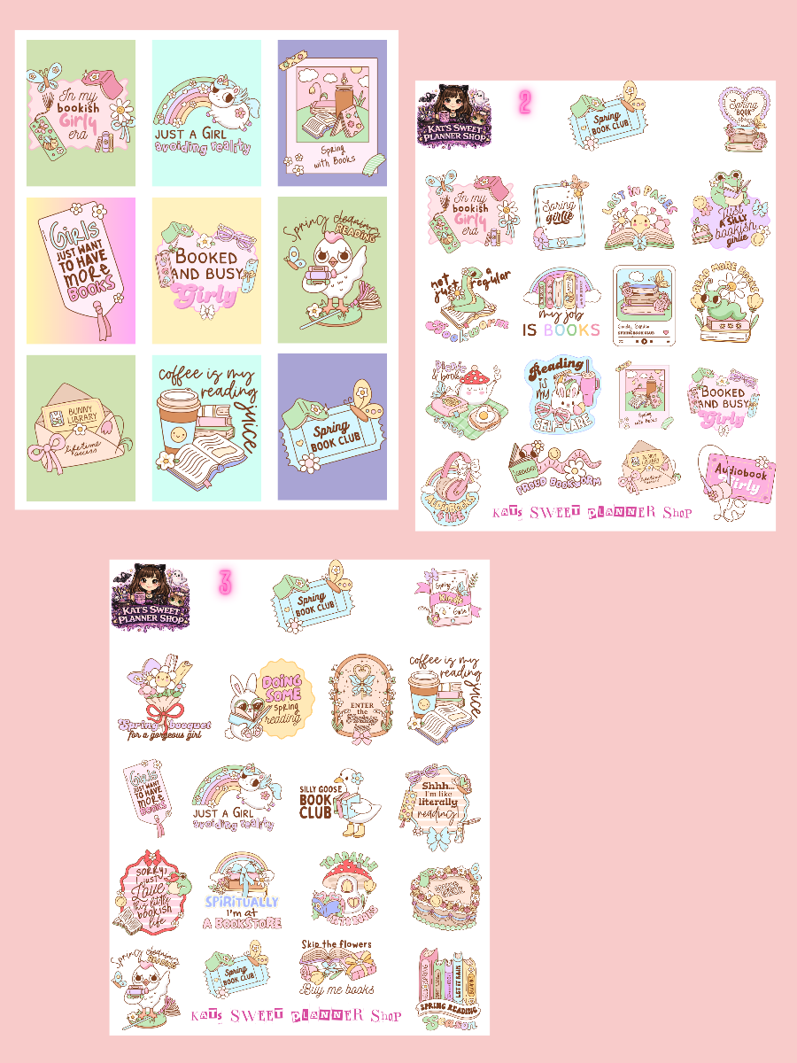 Spring Book Club Sticker Set