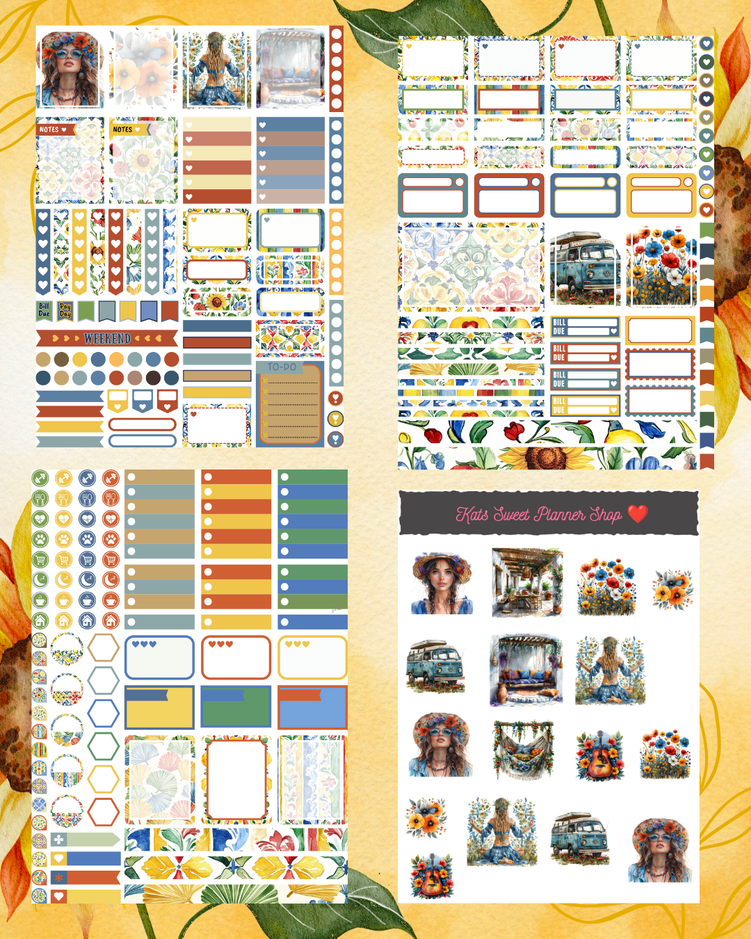 Boho Summer Vertical Sticker Kit