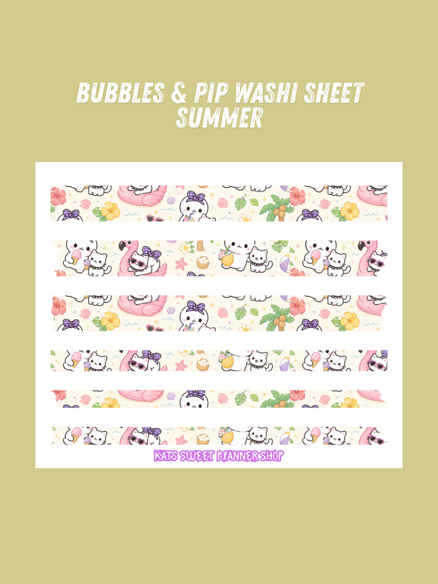 Bubbles & Pip- Summer Washi Sheet