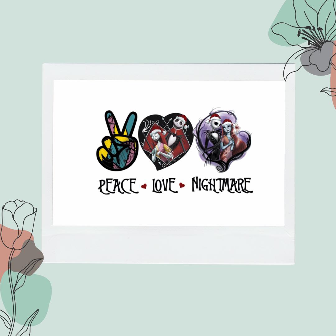 Peace Love Nightmare Die Cut Sticker