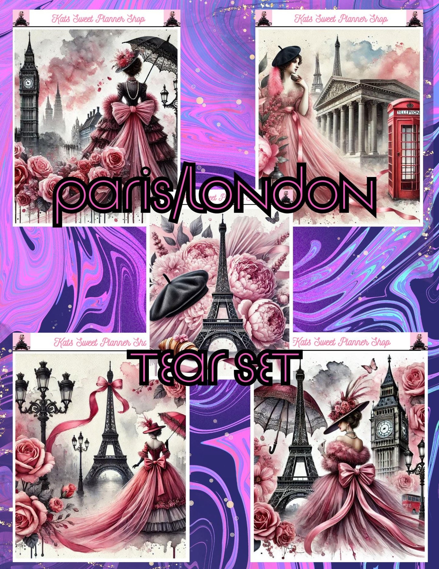 London /Paris Sticker Tear Sheets
