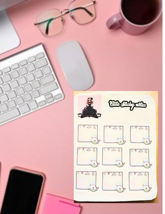 Cute Sticky Notes Sticker Sheet