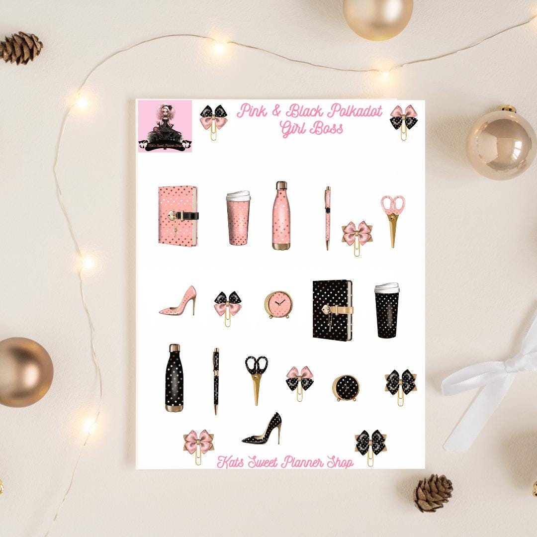 Pink & Black Polkadot Girl Boss