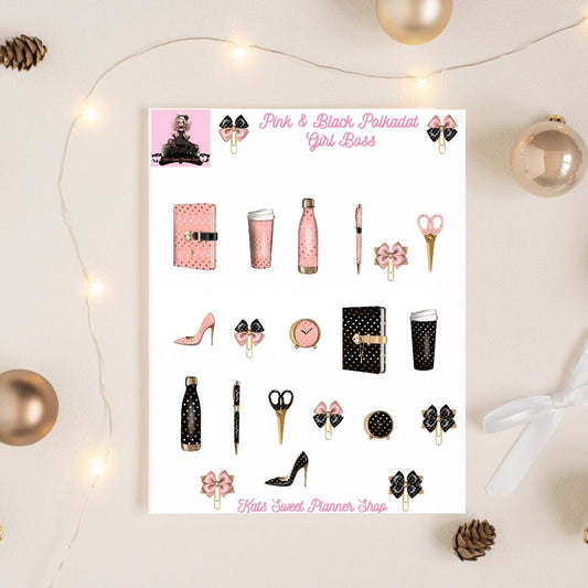 Pink & Black Polkadot Girl Boss