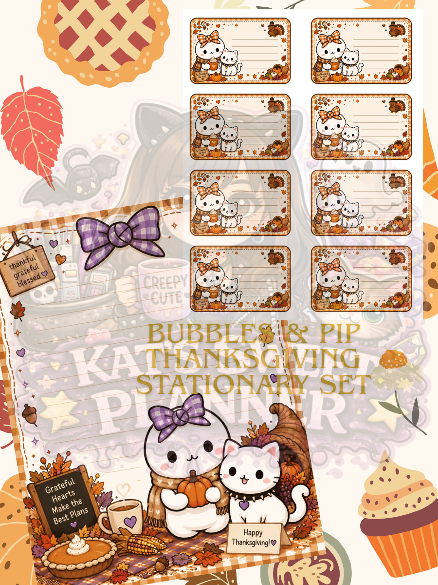 Bubbles & Pip: Thanksgiving Stationary Set