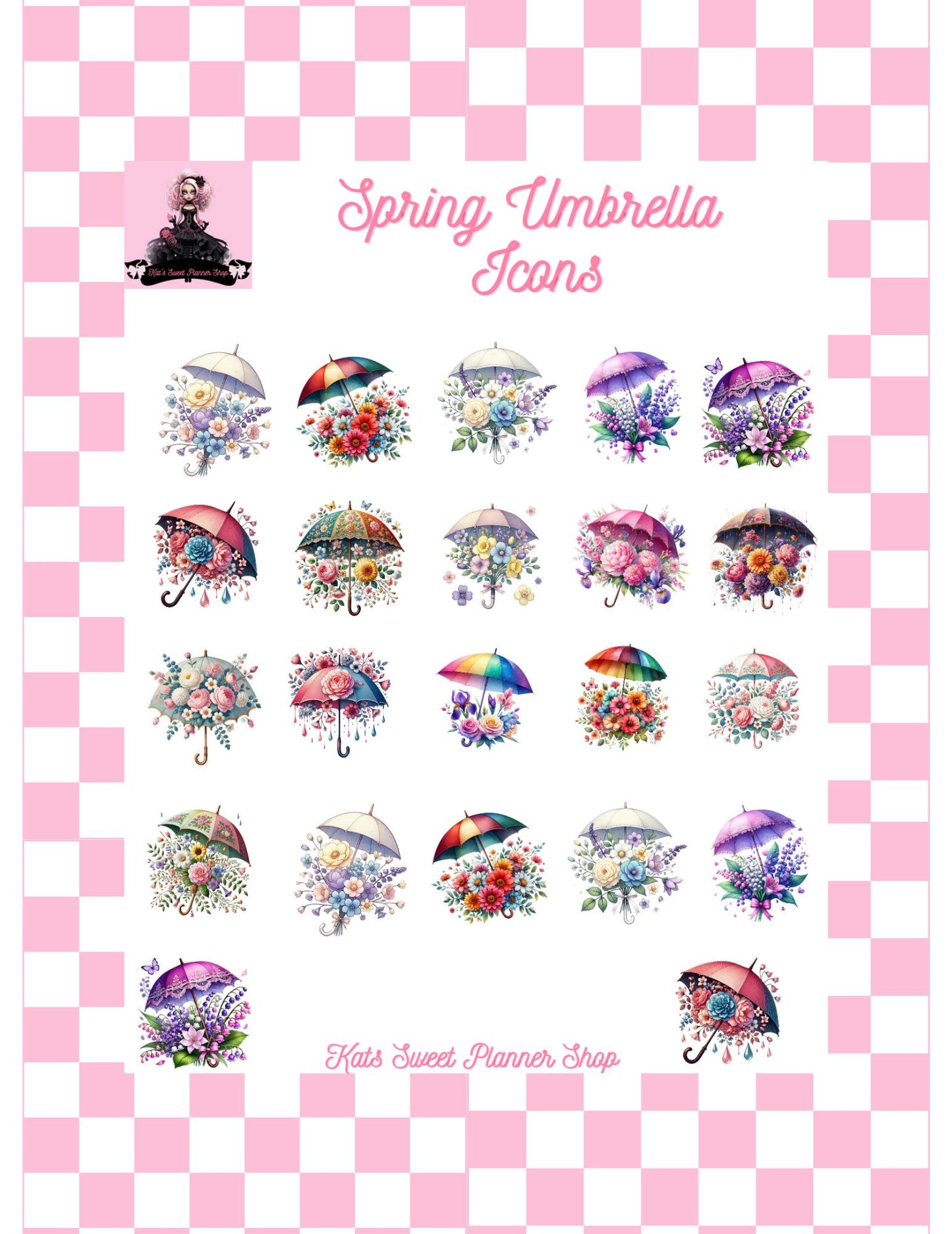 Spring Umbrella Icons