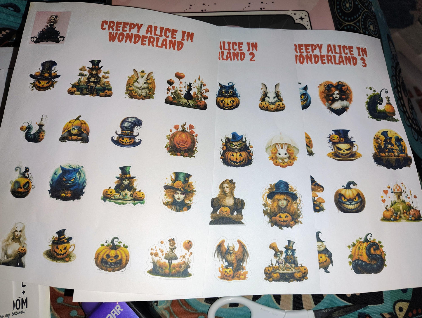Creepy Alice In Wonderland Sticker Set