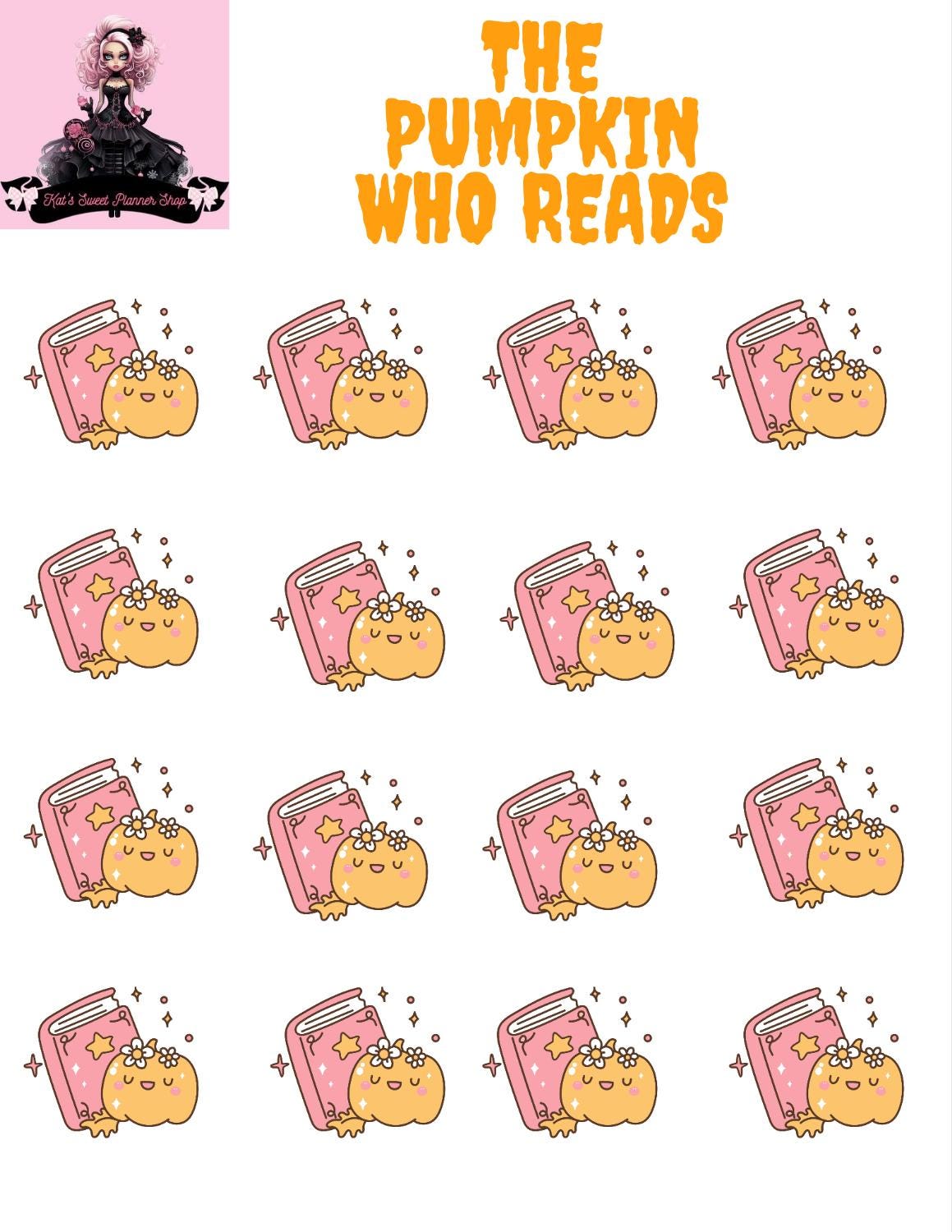 The Pumpkin Who Reads Sticker Sheet