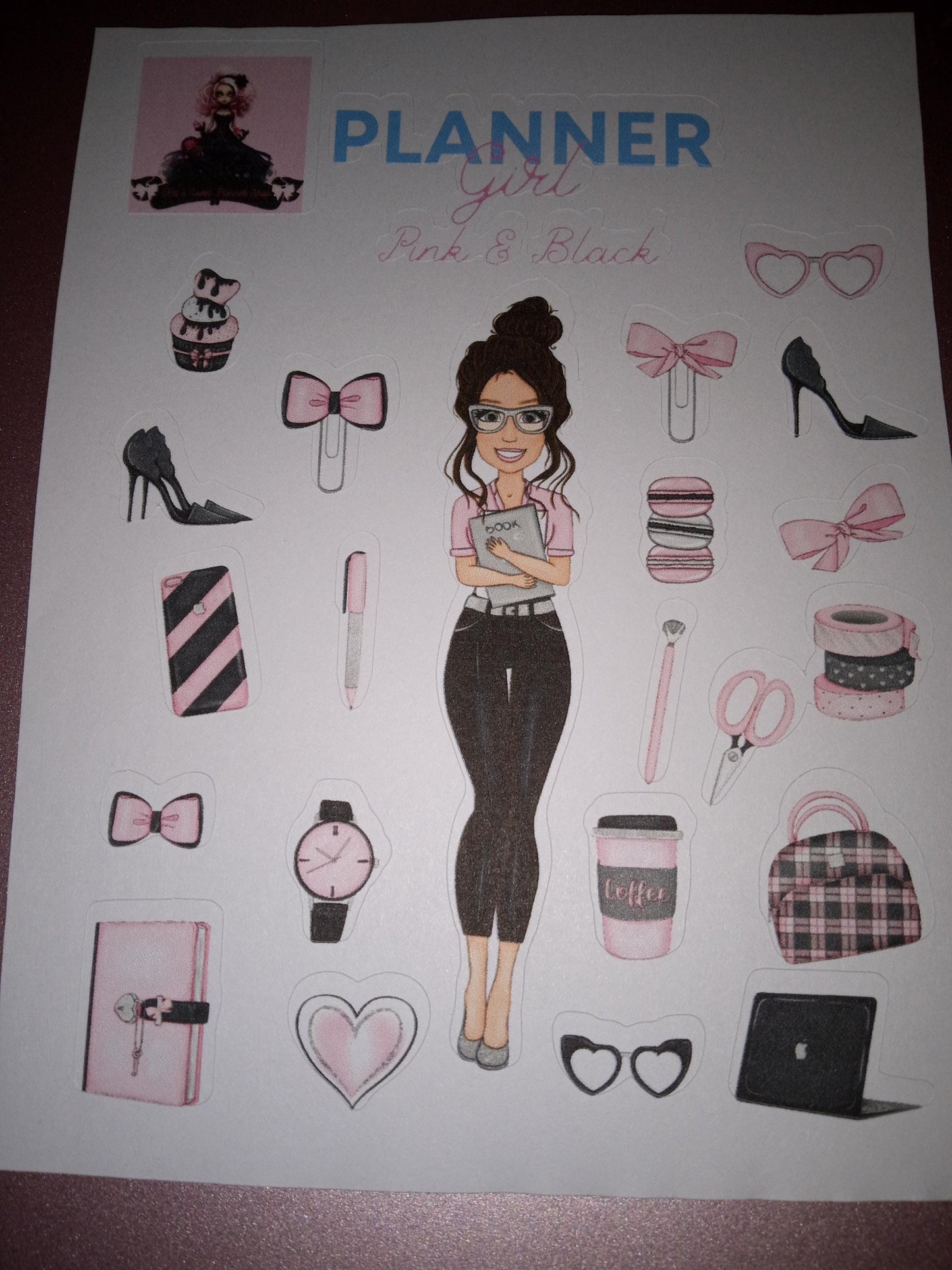 Planner Girl Pink & Black Sticker sheets