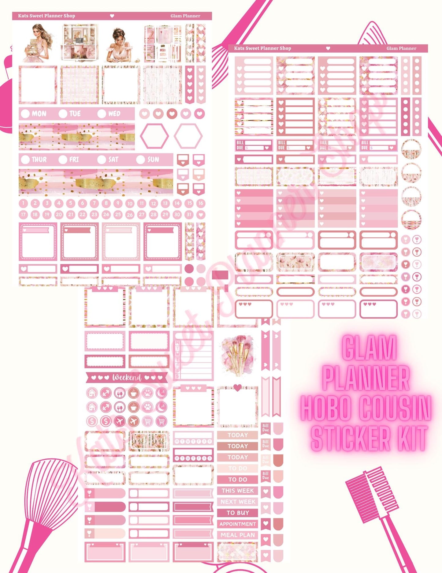 Glam Planner Hobo Cousin Sticker Kit
