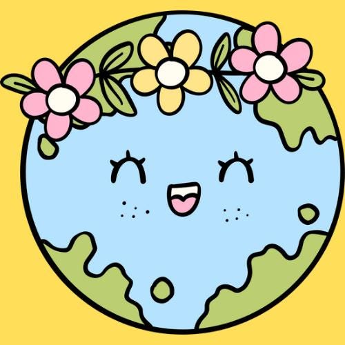 Flower Earth Die Cut Sticker