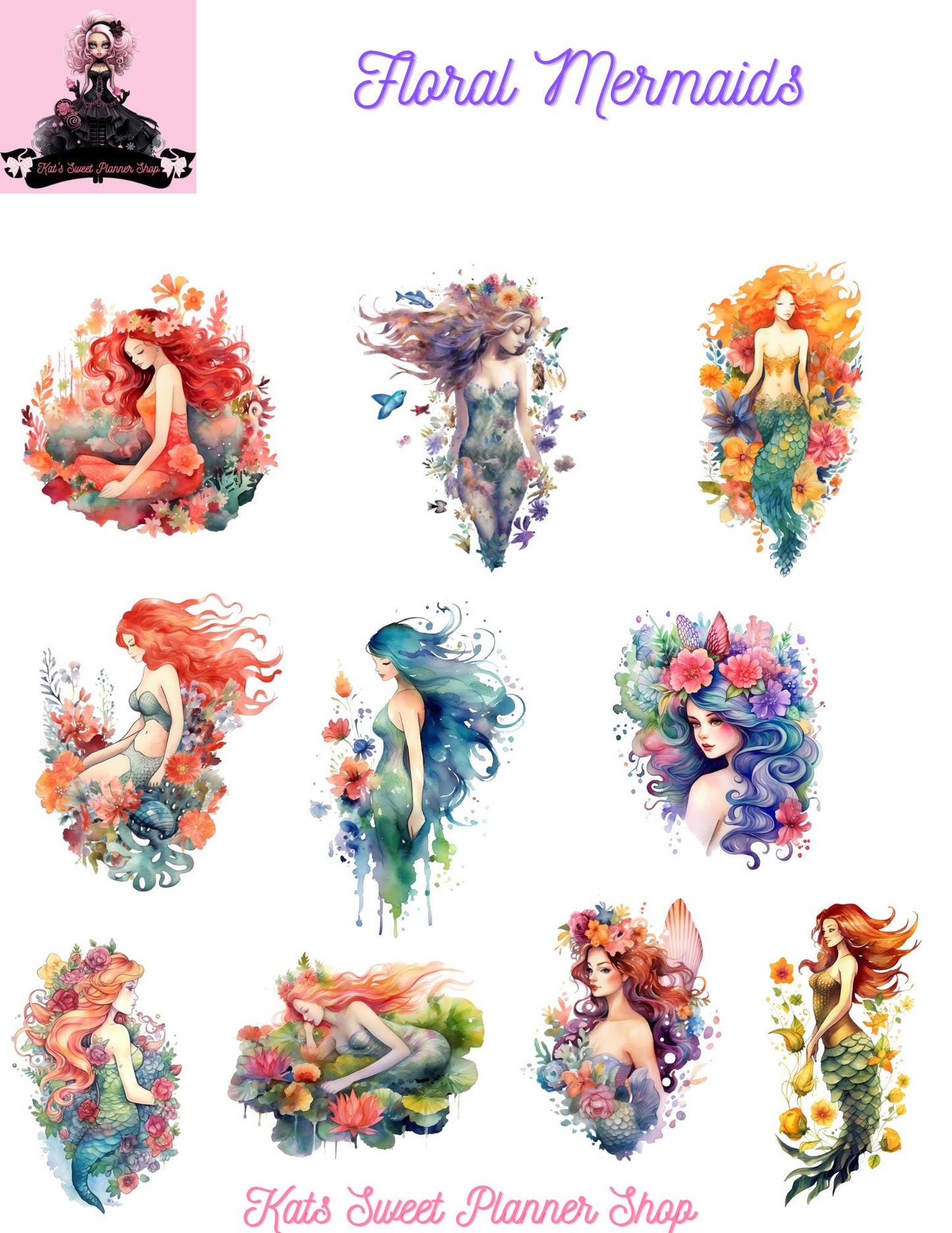 Floral Mermaids Large Journaling Set