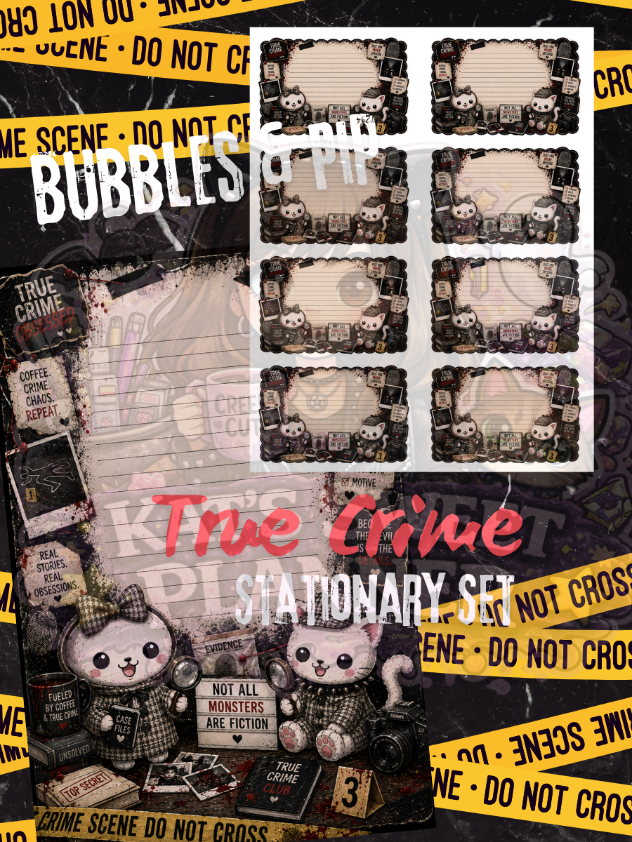 Bubbles & Pip: True Crime Stationary Set
