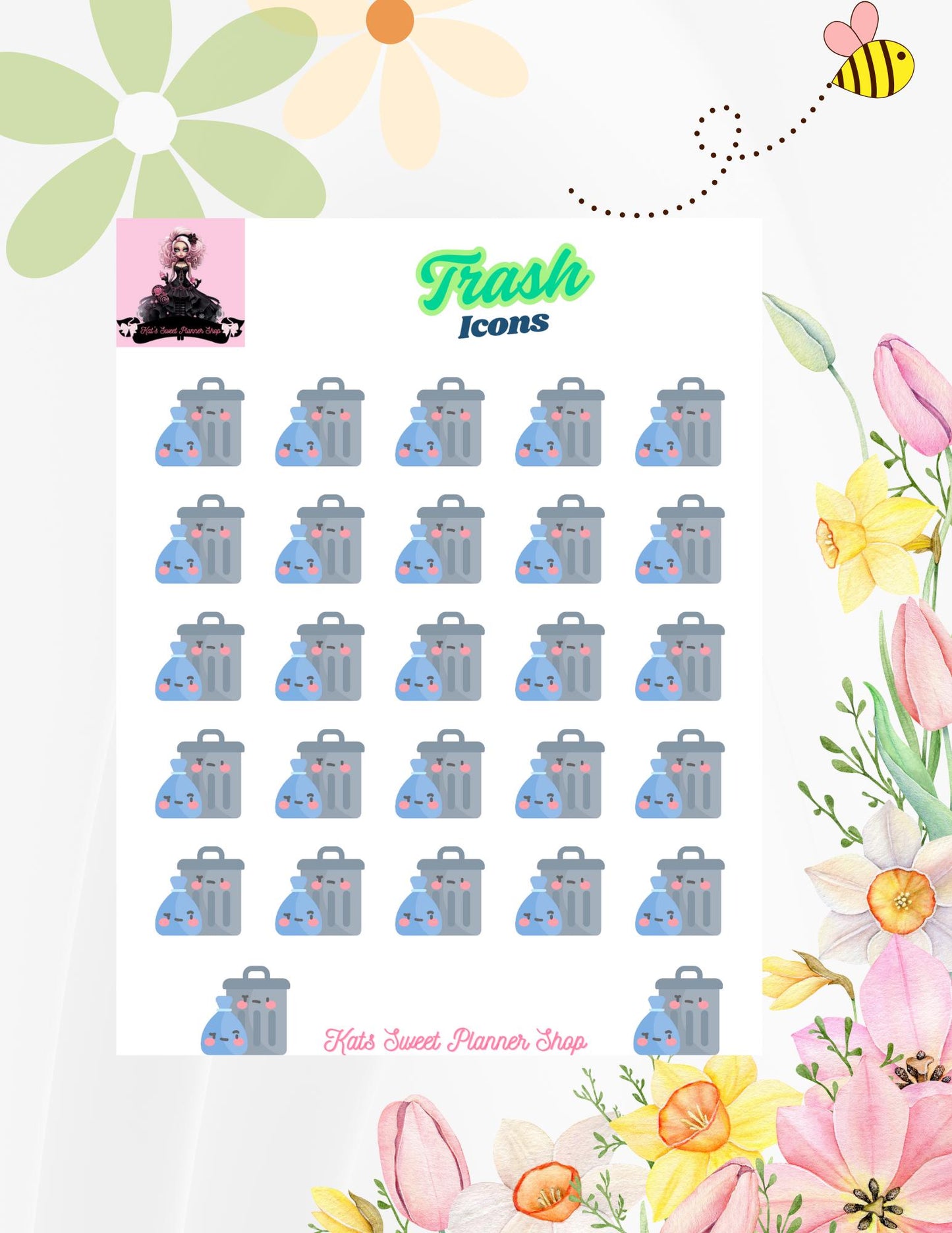 Trash Icon Sticker Sheet