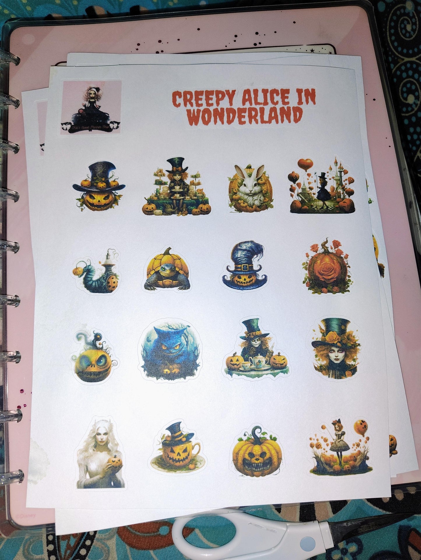 Creepy Alice In Wonderland Sticker Set
