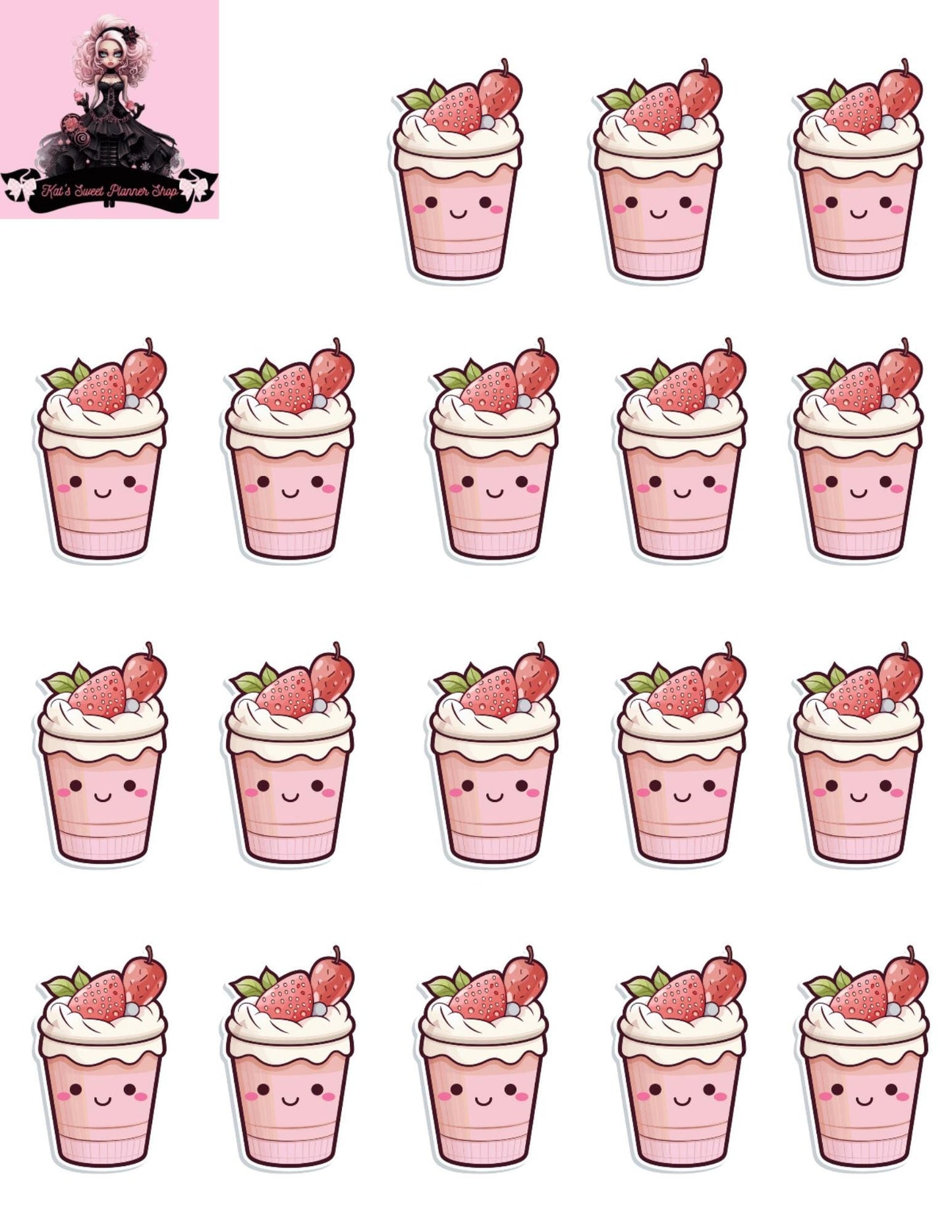 Strawberry Milkshake Sticker Sheet