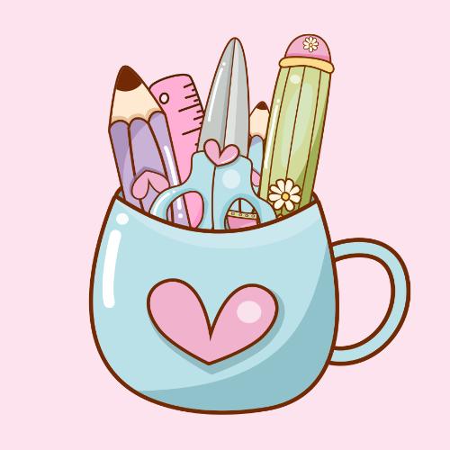 Pen Cup Die Cut Sticker