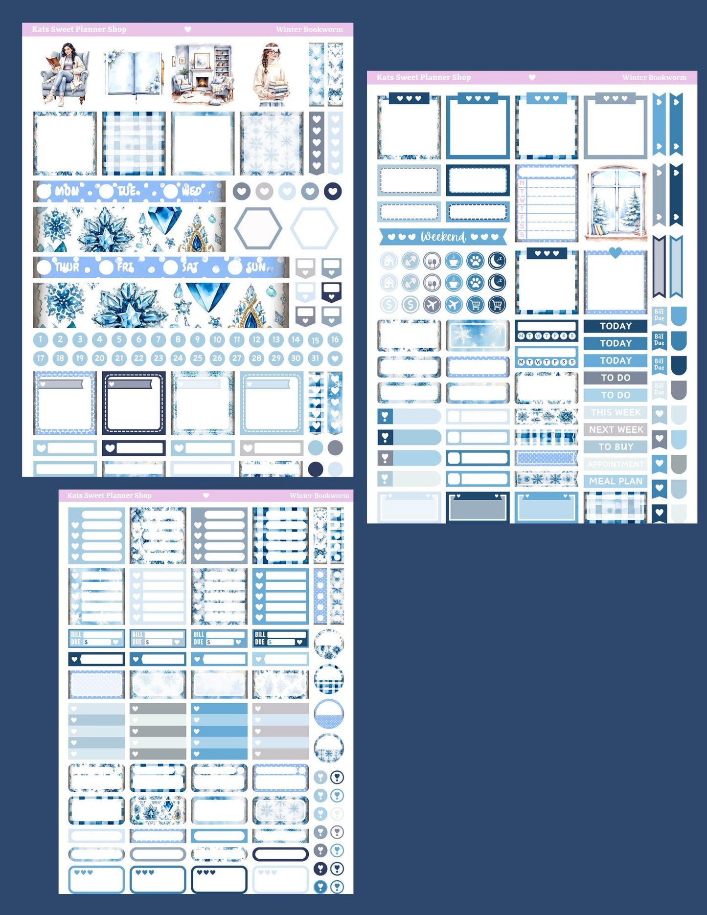 Winter Bookworm Hobo Cousin Sticker Kit