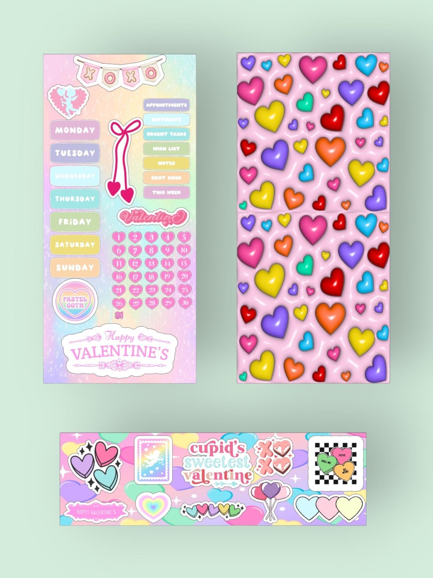 Pastel Valentine Sticker Kit