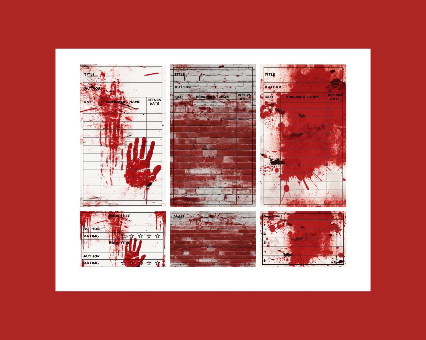 Horror Library Cards