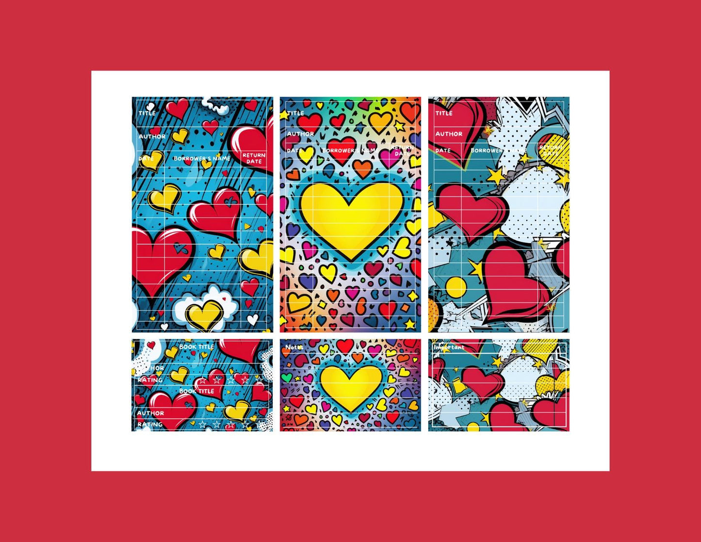 Love Pop Art Library Cards