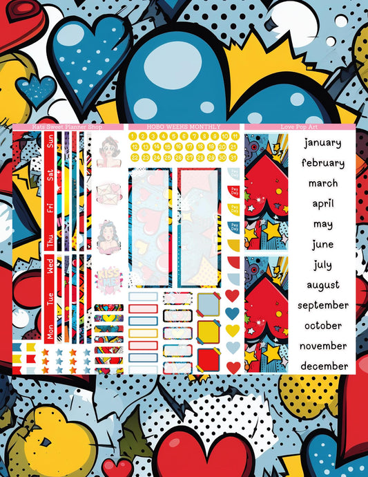 February Monthly Love Pop Art Hobo Weeks kit