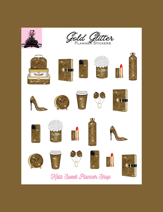 Gold Glitter Planner Stickers