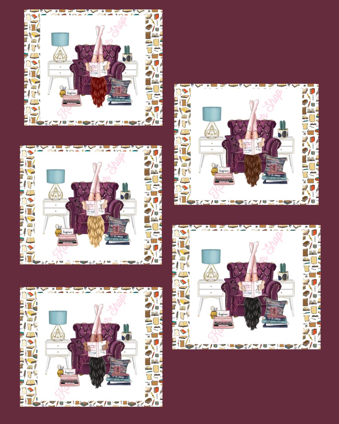 Girl Reading In Chair Die Cuts