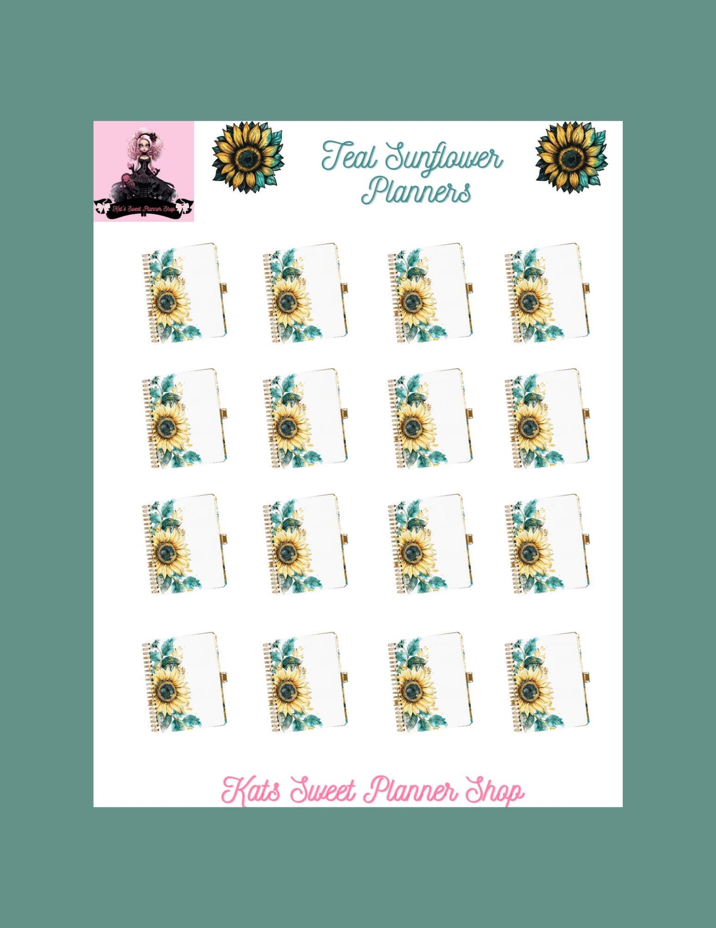 Teal Sunflower Planners