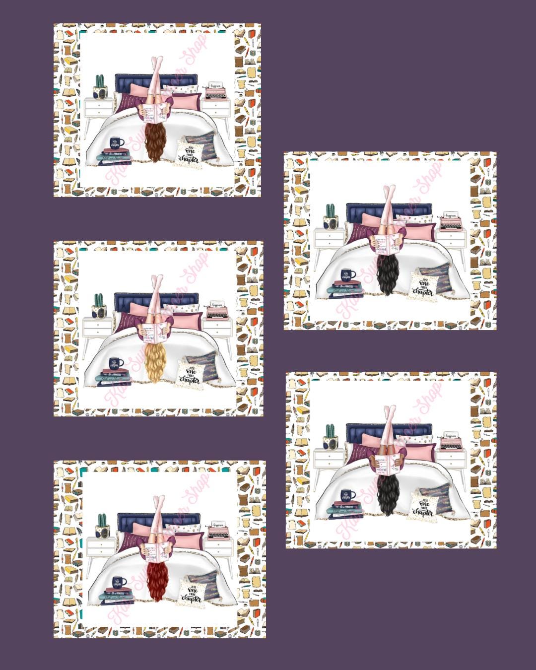 Girl Reading In Bed Die Cuts