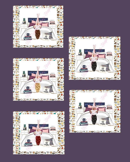 Girl Reading In Bed Die Cuts