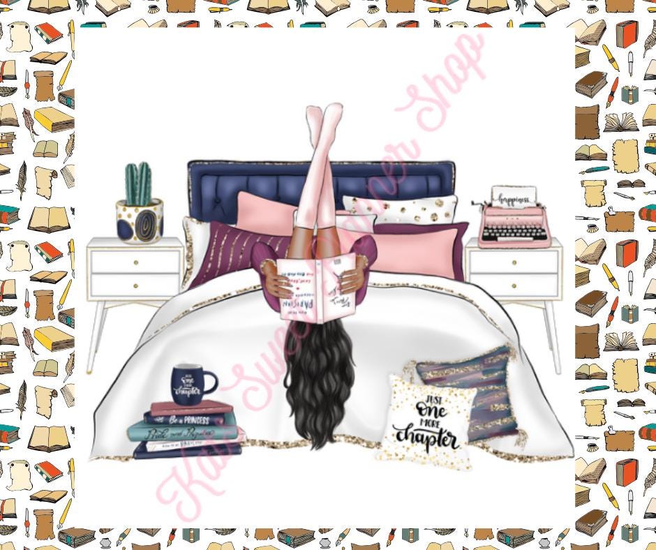 Girl Reading In Bed Die Cuts