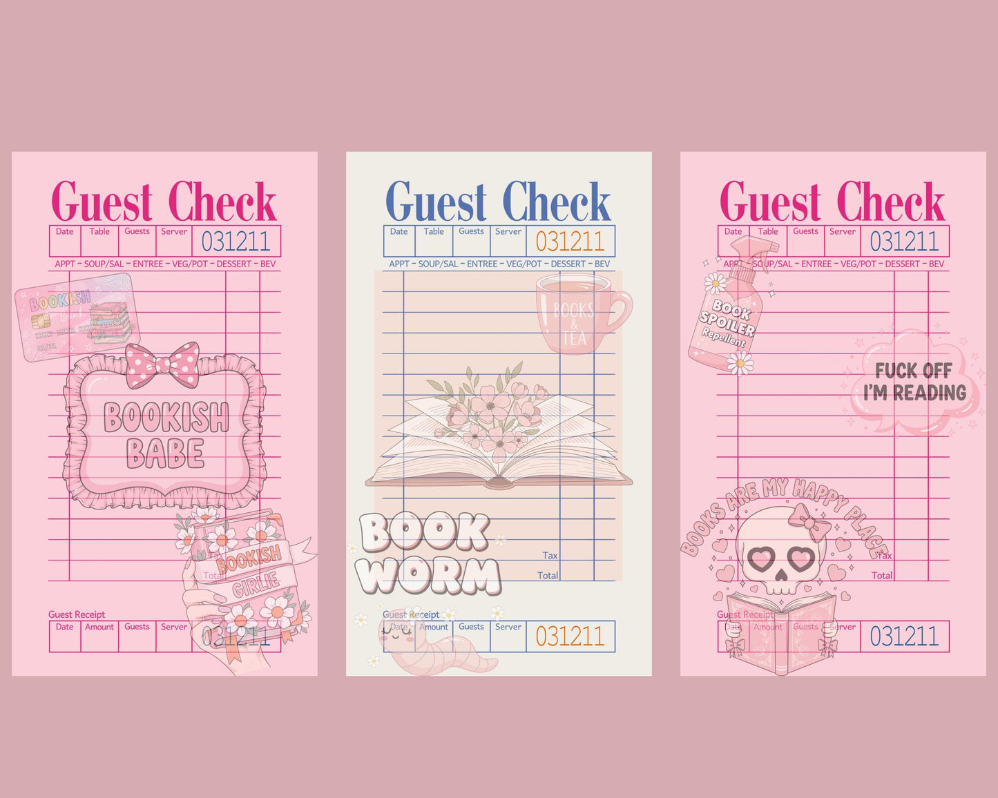 Bookish Guest Checks