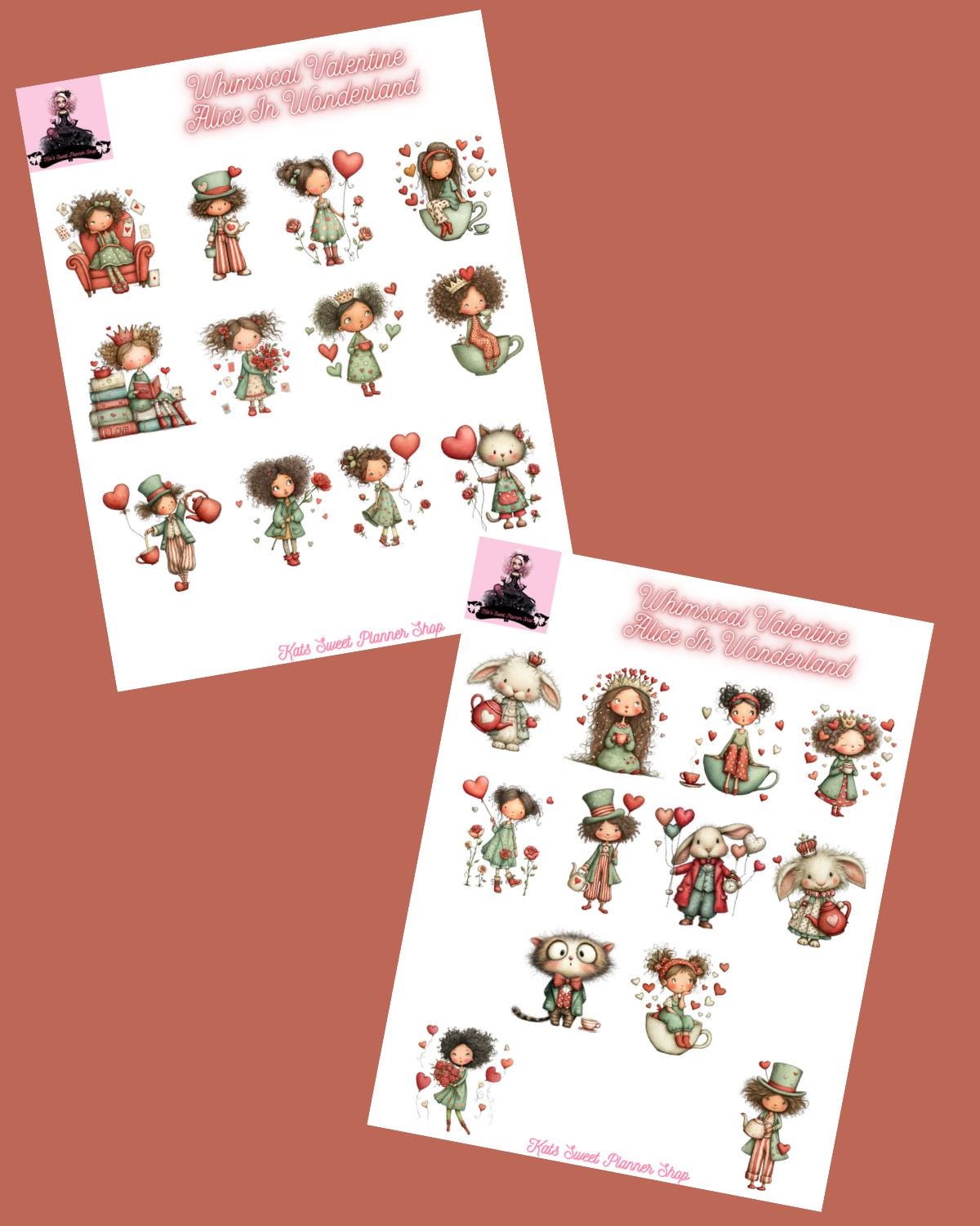 Whimsical Valentine Alice In wonderland Set