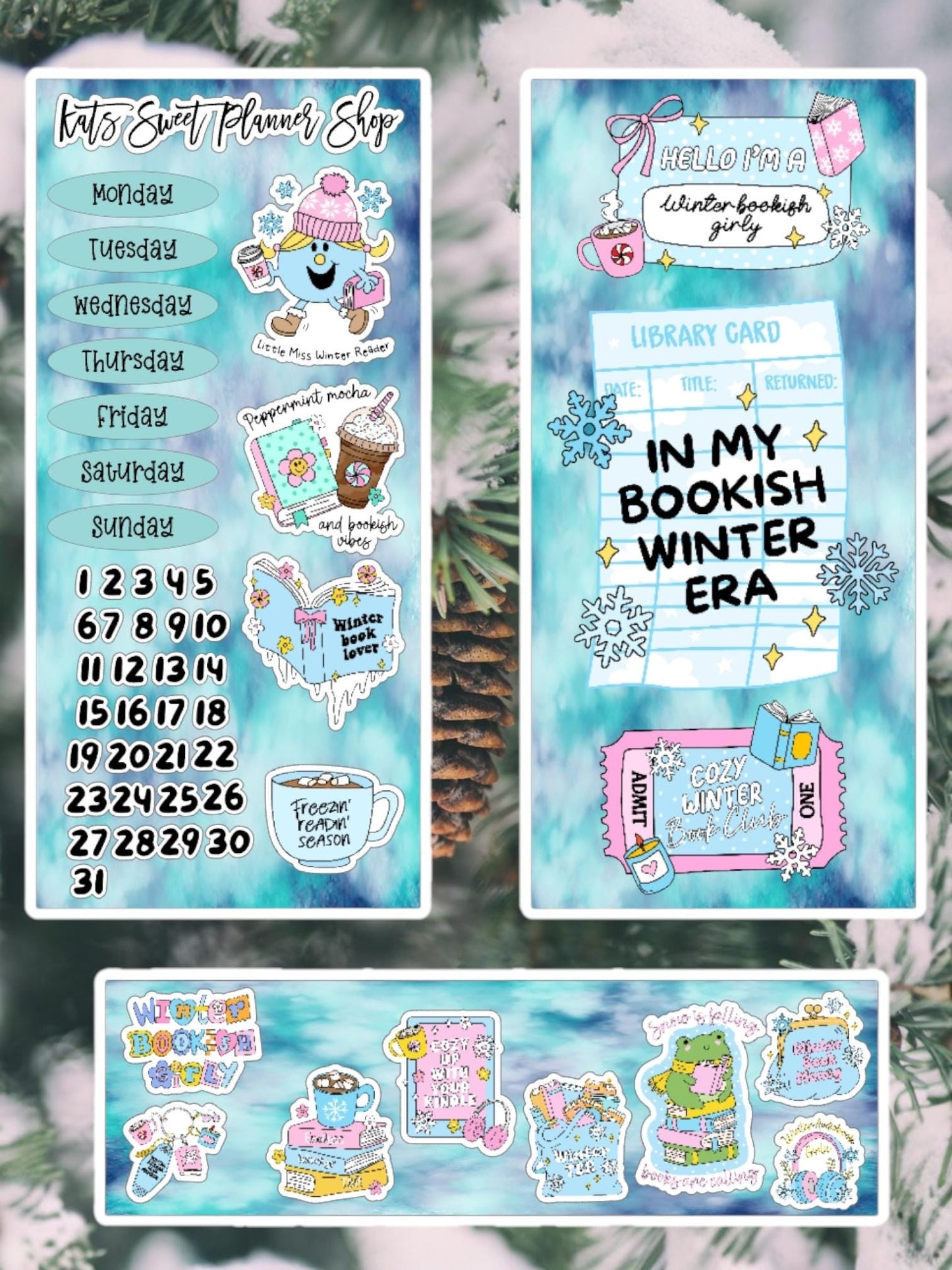 Winter Bookish Girlie Sticker Kit