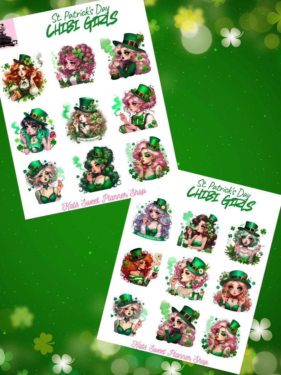 St Patrick's Day Chibi Girls