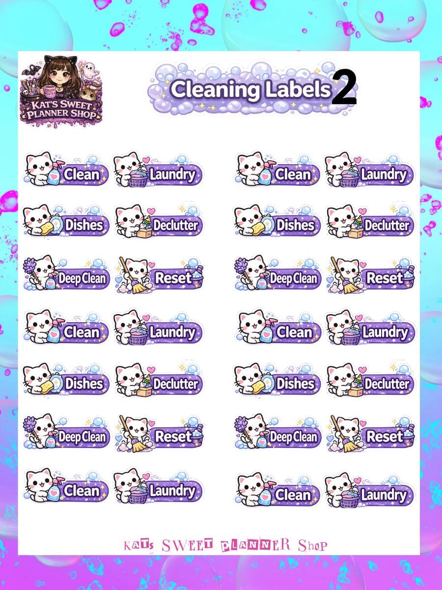 Bubbles & Pip - Cleaning Labels 2