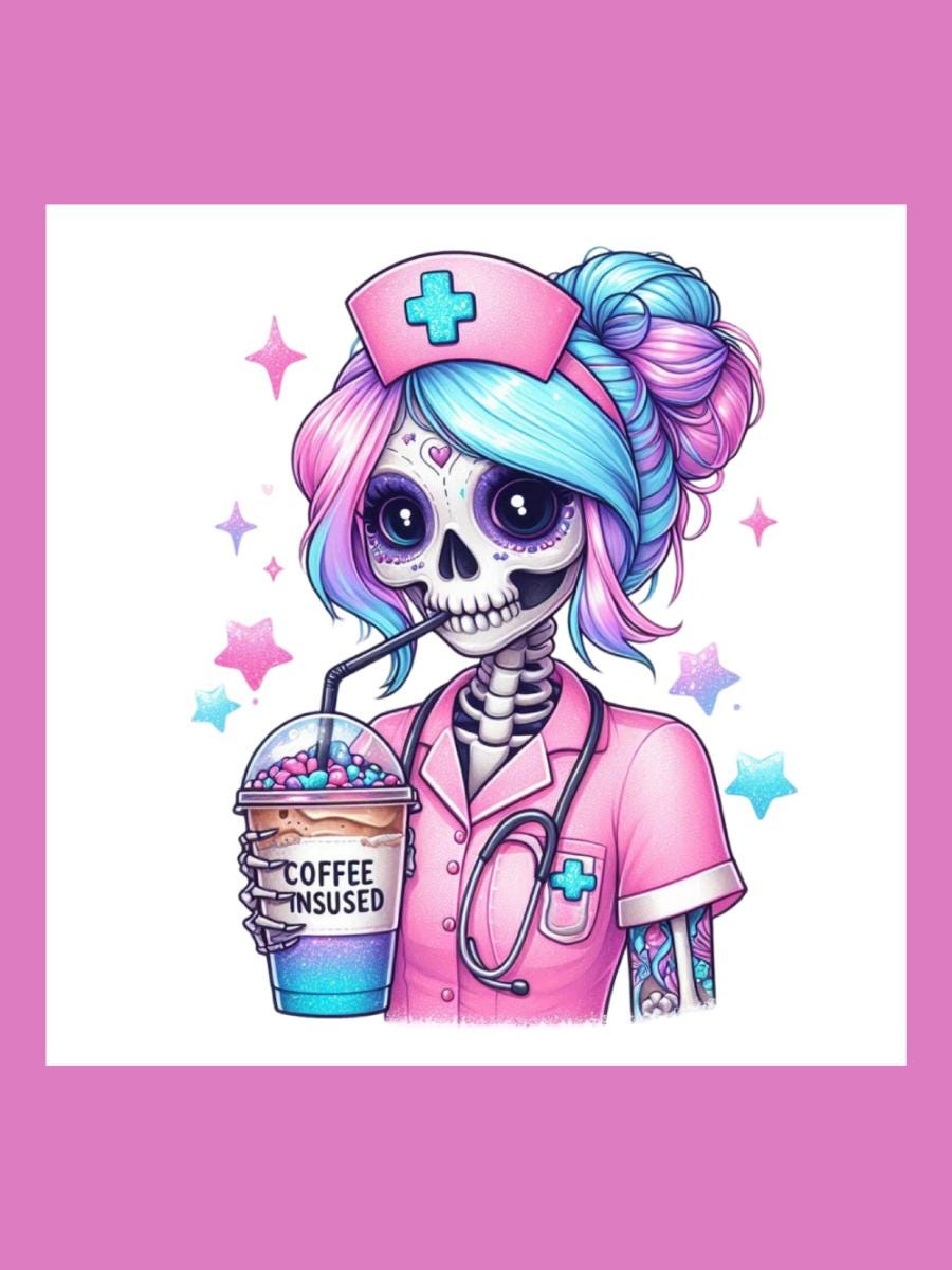 Skeleton Nurse/Coffee Die Cut