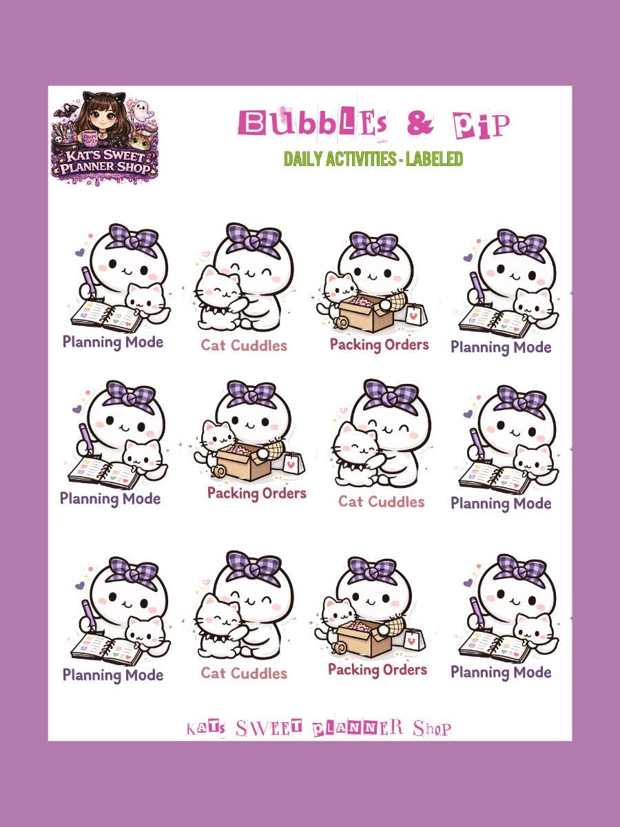 Bubbles & Pip - Daily Activities- Labeled